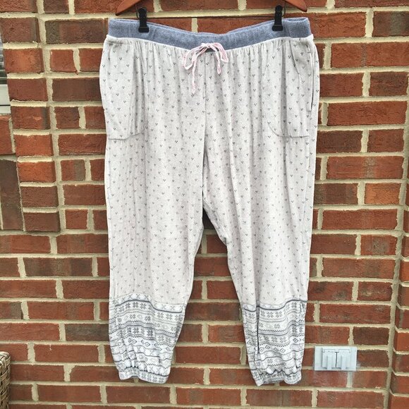 Simply Vera Vera Wang Pajama Lounge Pant Womens Size 2X Gray Print PJs Soft Cozy - Picture 1 of 12